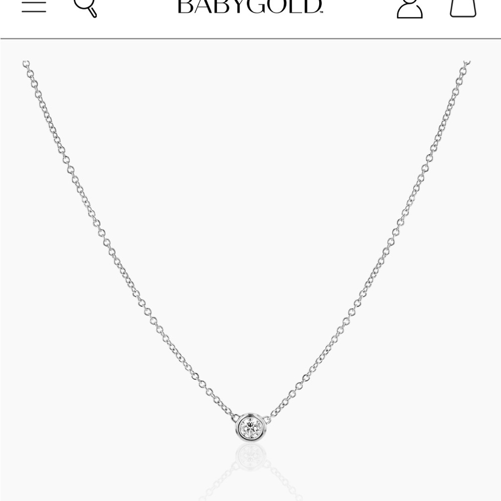 BabyGold 14K white gold .12c diamond bezel  Pendant Necklace